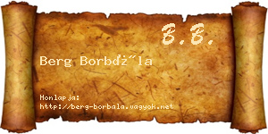 Berg Borbála névjegykártya